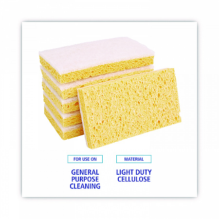 Light-Duty Scrubbing Sponge, Individually Wrapped, 3.6 x 6.1, 0.7