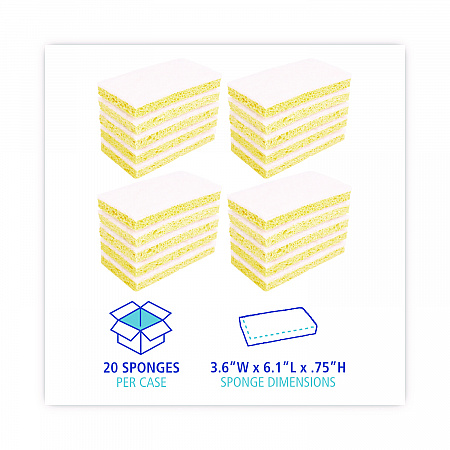 Light-Duty Scrubbing Sponge, Individually Wrapped, 3.6 x 6.1, 0.7