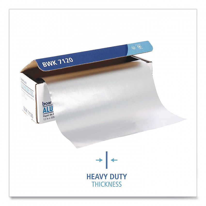 Heavy-Duty Aluminum Foil Roll, 87 Gauge, 12" x 500 ft (7120)
