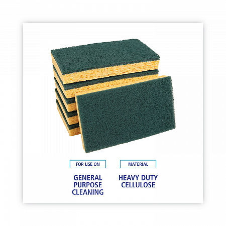 Medium-Duty Scrubbing Sponge, Individually Wrapped, 3.6 x 6.1, 0.75