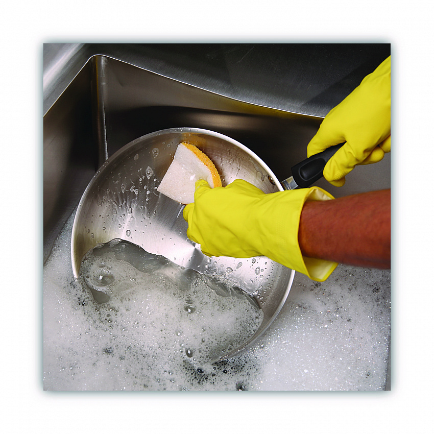 Light-Duty Scrubbing Sponge, Individually Wrapped, 3.6 x 6.1, 0.7" Thick, Yellow/White, 20/Carton (16320)