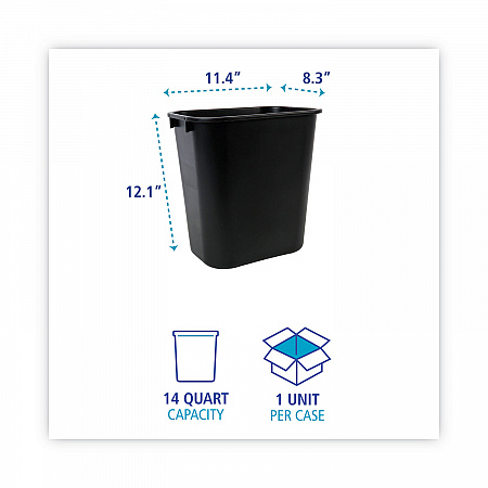 Soft-Sided Wastebasket, 14 qt, Plastic, Black (14QTWBBLA)