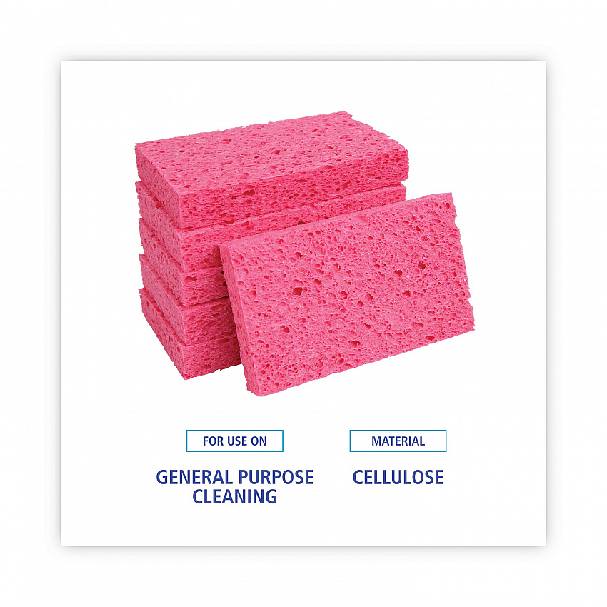Small Cellulose Sponge, 3.6 x 6.5, 0.9" Thick, Pink, 2/Pack, 24 Packs/Carton (CS1A)