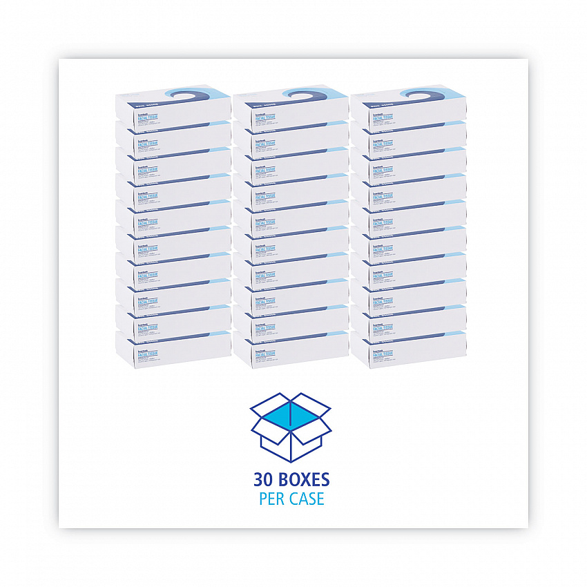 Office Packs Facial Tissue, Flat Box, 2-Ply, White, 100 Sheets/Box, 30 Boxes/Carton (6500B)