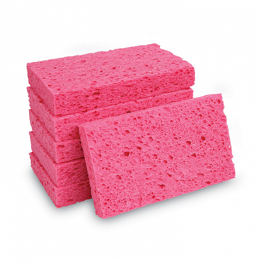 Small Cellulose Sponge, 3.6 x 6.5, 0.9" Thick, Pink, 2/Pack, 24 Packs/Carton (CS1A)