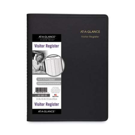 AT-A-GLANCE Visitor Register Book, Black Cover, 10.88 x 8.38 Sheets, 60 Sheets/Book (8058005)