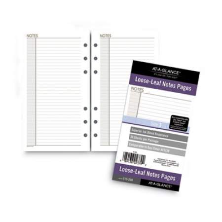 AT-A-GLANCE Lined Notes Pages for Planners/Organizers, 6.75 x 3.75, White Sheets, Undated (013200)