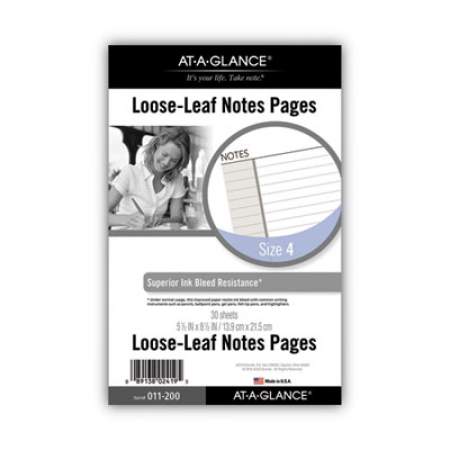 AT-A-GLANCE Lined Notes Pages for Planners/Organizers, 8.5 x 5.5, White Sheets, Undated (011200)