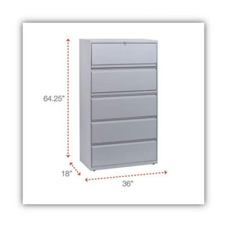 Alera Lateral File, 5 Legal/Letter/A4/A5-Size File Drawers, Light Gray, 36" x 18" x 64.25" (LF3667LG)