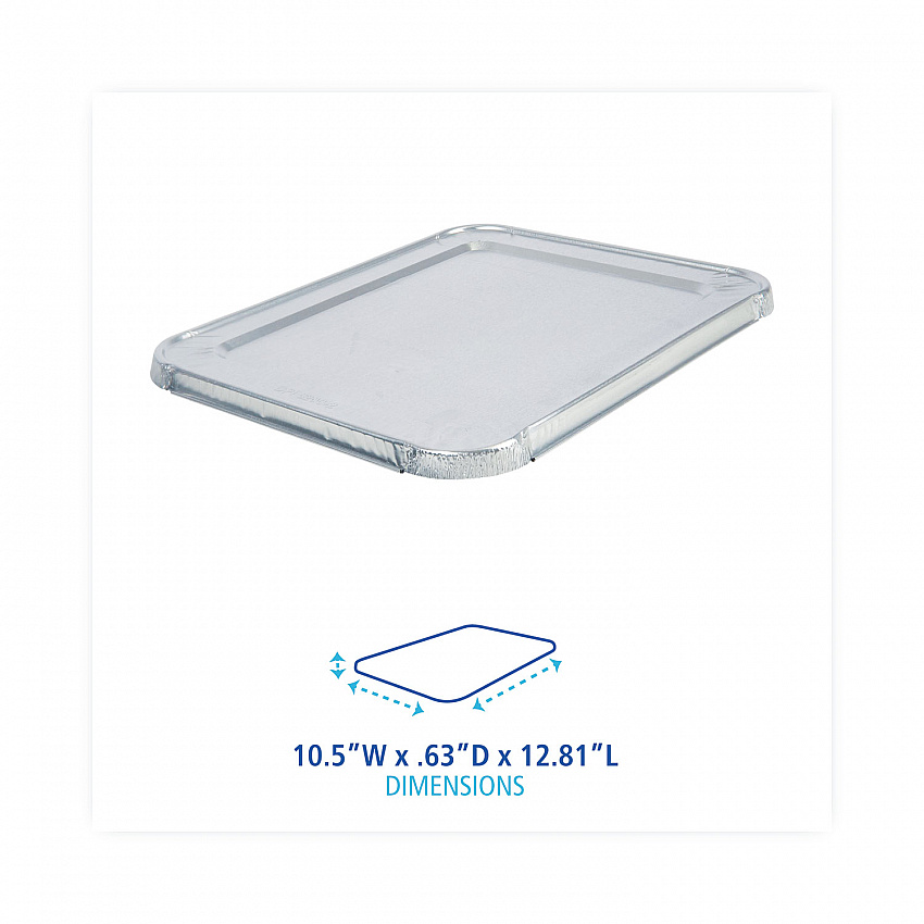 Aluminum Steam Table Pan Lids, Fits Half-Size Deep Pan, 290 Gauge, 0.63" Deep, 10.5 x 12.81, 100/Carton (LIDSTEAMHF)