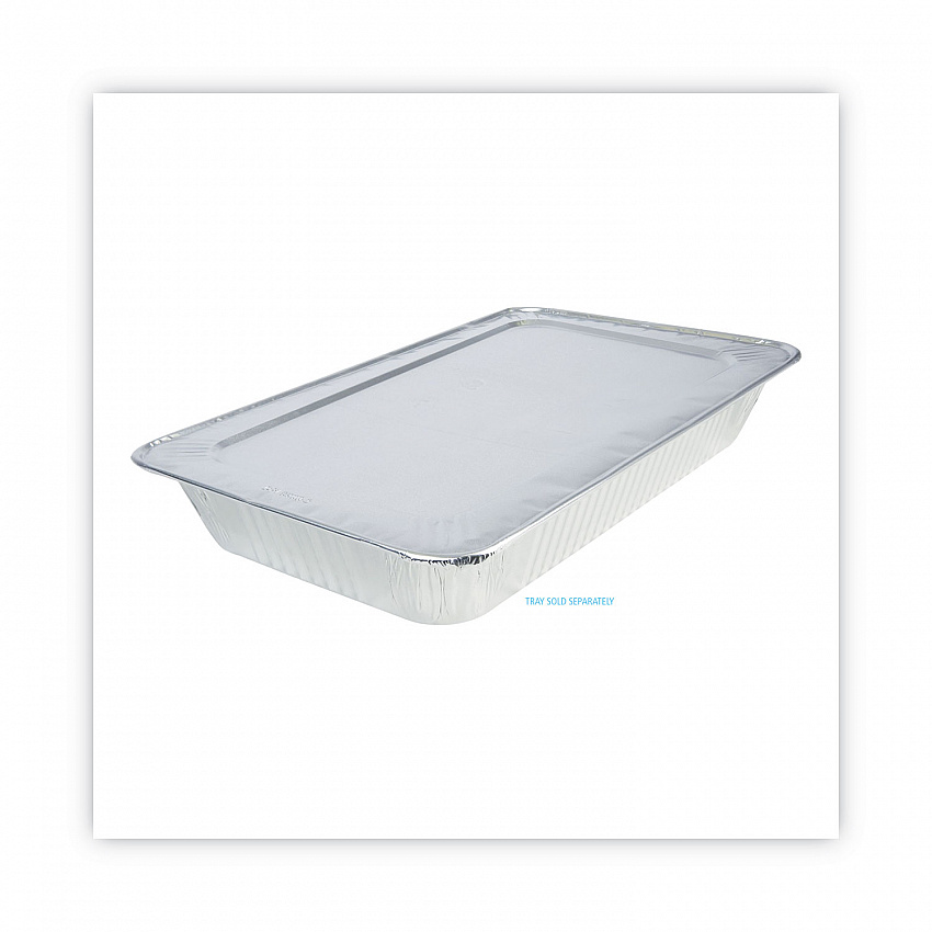 Aluminum Steam Table Pan Lids, Fits Full-Size Deep Pan, 380 Gauge, 0.63" Deep, 12.88 x 20.81, 50/Carton (LIDSTEAMFL)