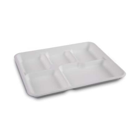 Boardwalk Bagasse Dinnerware, 5-Compartment Tray, 8 x 12, White, 500/Carton (TRAYWF128)