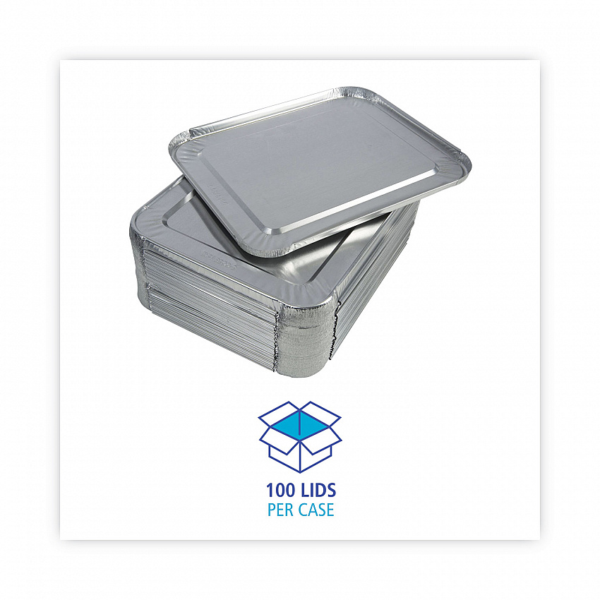 Aluminum Steam Table Pan Lids, Fits Half-Size Deep Pan, 290 Gauge, 0.63" Deep, 10.5 x 12.81, 100/Carton (LIDSTEAMHF)