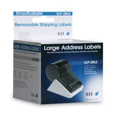 Seiko SLP-2RLE Self-Adhesive Large Address Labels, 1.5" x 3.5", White, 260 labels/Roll, 2 Rolls/Box