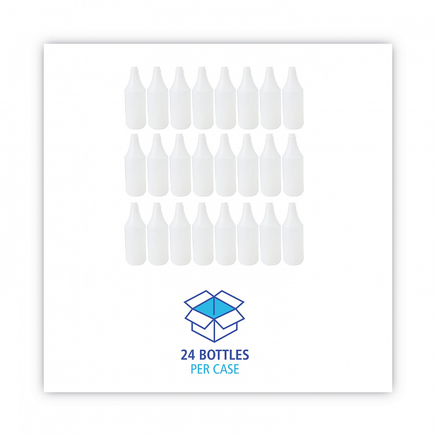 Embossed Plastic Spray Bottle, 32 oz, Clear, 24/Carton (00032)