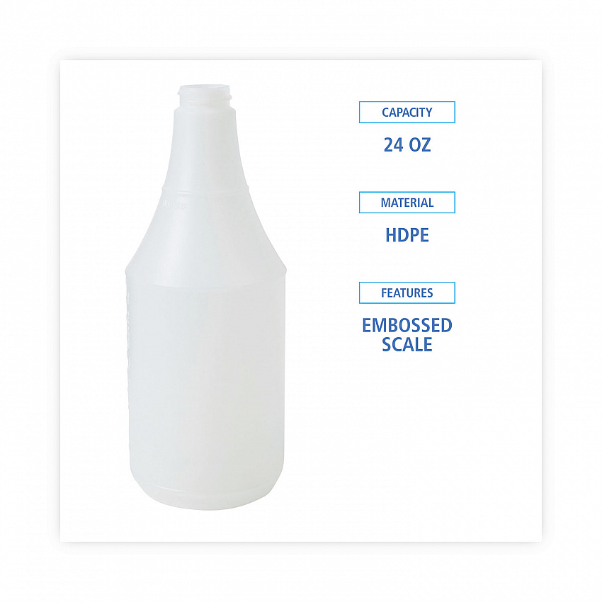 Embossed Plastic Spray Bottle, 24 oz, Clear, 24/Carton (00024)
