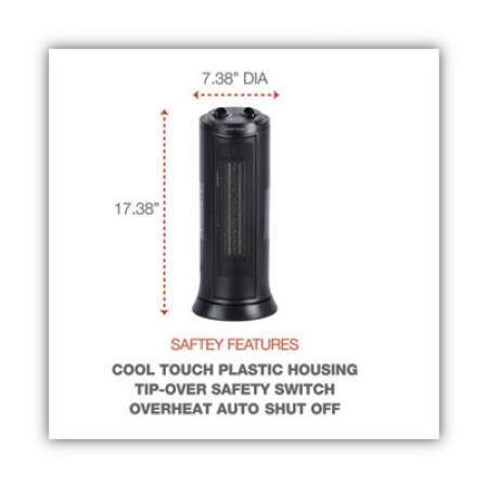 Alera Mini Tower Ceramic Heater, 7.38" x 7.38" x 17.38", Black (HECT17)