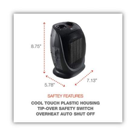 Alera Ceramic Heater, 7.13" x 5.88" x 8.75", Black (HECH09)