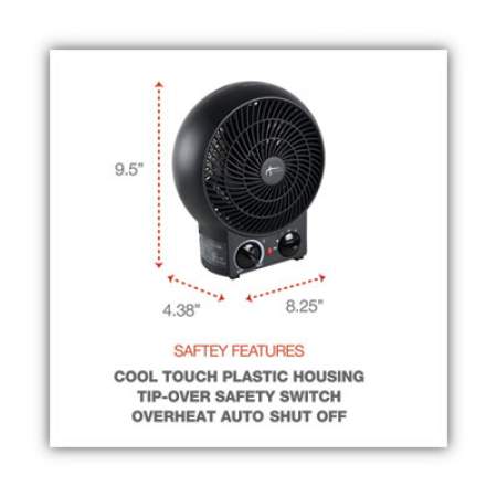 Alera Heater Fan, 8.25" x 4.38" x 9.38", Black (HEFF10B)