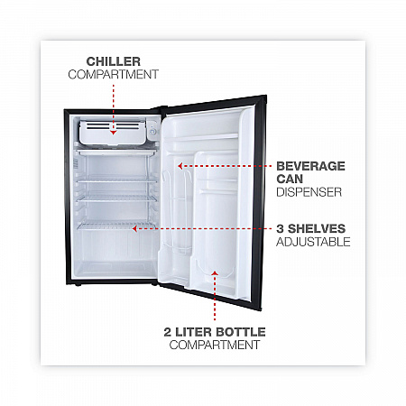 3.2 Cu. Ft. Refrigerator with Chiller Compartment, Black (RF333B)
