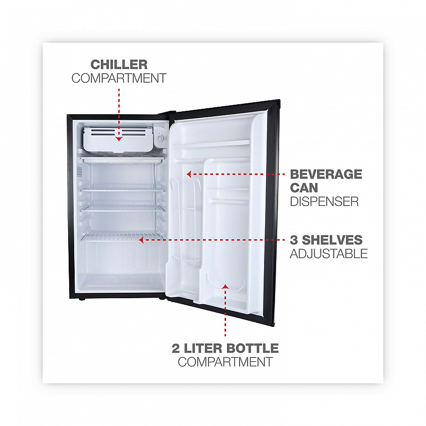3.2 Cu. Ft. Refrigerator with Chiller Compartment, Black (RF333B)