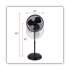 Alera 16" 3-Speed Oscillating Pedestal Stand Fan, Metal, Plastic, Black (FANP16B)