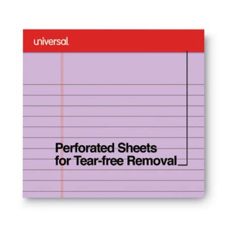 Universal Colored Perforated Ruled Writing Pads, Wide/Legal Rule, 50 Assorted Color 8.5 x 11.75 Sheets, 6/Pack (35878)