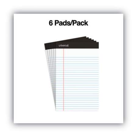 Universal Premium Ruled Writing Pads with Heavy-Duty Back, Narrow Rule, Black Headband, 50 White 5 x 8 Sheets, 6/Pack (56300)