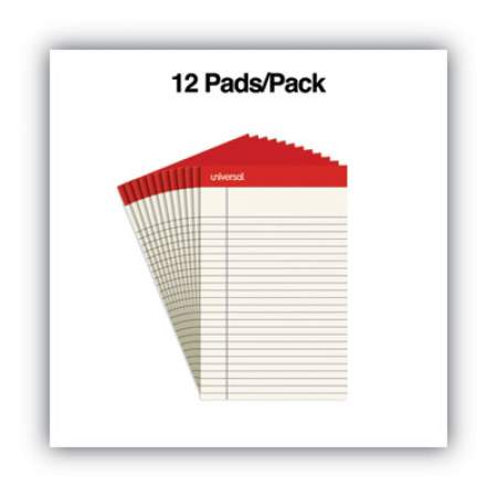 Universal Colored Perforated Ruled Writing Pads, Narrow Rule, 50 Ivory 5 x 8 Sheets, Dozen (35852)