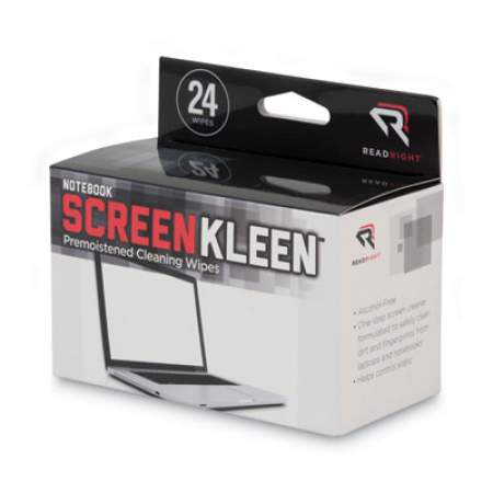 Read Right Notebook ScreenKleen Pads, Cloth, 7 x 5, White, 24/Box (RR1217)