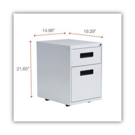 Alera File Pedestal, Left or Right, 2-Drawers: Box/File, Legal/Letter, Light Gray, 14.96" x 19.29" x 21.65" (PABFLG)