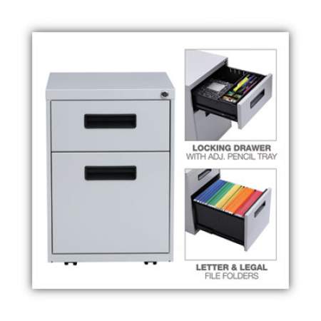 Alera File Pedestal, Left or Right, 2-Drawers: Box/File, Legal/Letter, Light Gray, 14.96" x 19.29" x 21.65" (PABFLG)