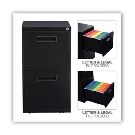 Alera File Pedestal, Left or Right, 2 Legal/Letter-Size File Drawers, Black, 14.96" x 19.29" x 27.75" (PAFFBL)