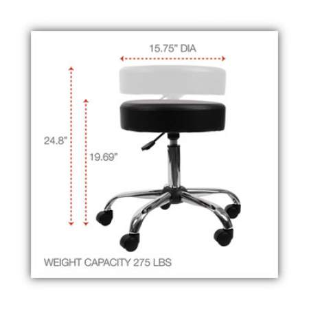 Alera Height Adjustable Lab Stool, Backless, Supports Up to 275 lb, 19.69" to 24.80" Seat Height, Black Seat, Chrome Base (US4716)