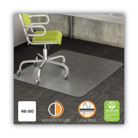 deflecto DuraMat Moderate Use Chair Mat, Low Pile Carpet, Roll, 46 x 60, Rectangle, Clear (CM13443FCOM)
