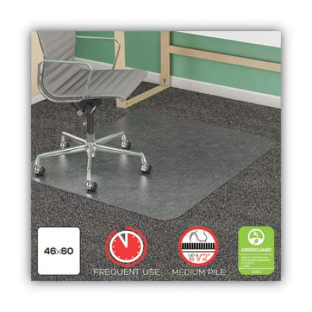 deflecto SuperMat Frequent Use Chair Mat, Med Pile Carpet, Roll, 46 x 60, Rectangle, Clear (CM14443FCOM)
