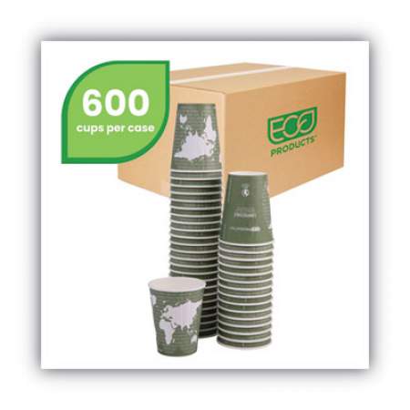 Eco-Products World Art Renewable and Compostable Insulated Hot Cups, PLA, 12 oz, 40/Packs, 15 Packs/Carton (EPBNHC12WD)