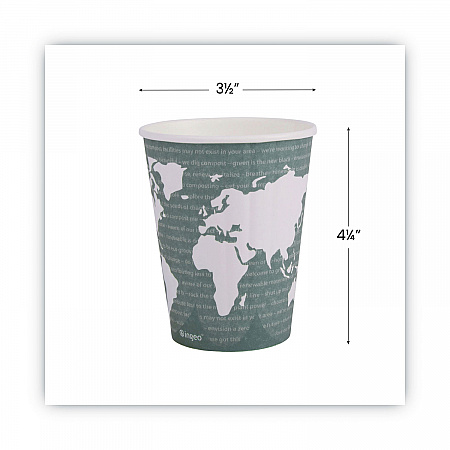 World Art Renewable and Compostable Insulated Hot Cups, 12 oz, Paper, Brown/White, 40/Pack, 15 Packs/Carton (EPBNHC12WD)