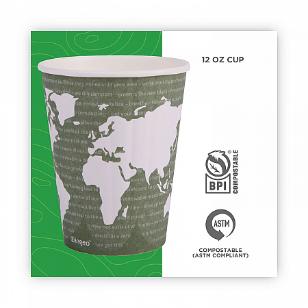 World Art Renewable and Compostable Insulated Hot Cups, 12 oz, Paper, Brown/White, 40/Pack, 15 Packs/Carton (EPBNHC12WD)