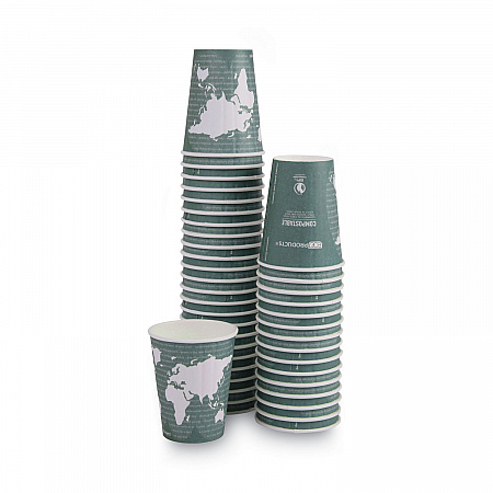 World Art Renewable and Compostable Insulated Hot Cups, 12 oz, Paper, Brown/White, 40/Pack, 15 Packs/Carton (EPBNHC12WD)