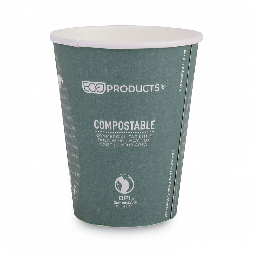 World Art Renewable and Compostable Insulated Hot Cups, 12 oz, Paper, Brown/White, 40/Pack, 15 Packs/Carton (EPBNHC12WD)
