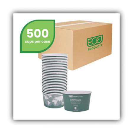 Eco-Products World Art Renewable and Compostable Food Container, 12 oz, 4.05" Diameter x 2.5"h, Green, 25/Pack, 20 Packs/Carton (EPBSC12WA)