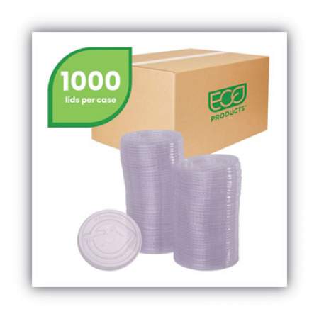 Eco-Products GreenStripe Renewable and Compost Cold Cup Flat Lids, Fits 9 oz to 24 oz Cups, Clear, 100/Pack, 10 Packs/Carton (EPFLCC)