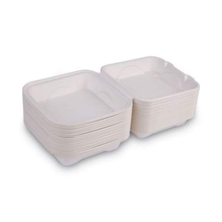 Eco-Products Vanguard Renewable and Compostable Sugarcane Clamshells, 1-Compartment, 8 x 8 x 3, White, 200/Carton (EPHC81NFA)