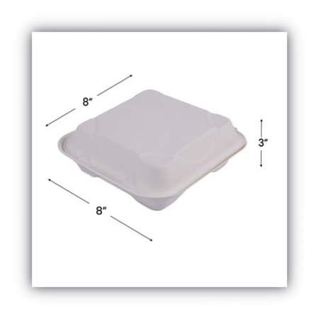 Eco-Products Renewable and Compostable Sugarcane Clamshells, 9 x 9 x 3, White, 50/Pack, 4 Packs/Carton (EPHC91)