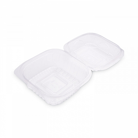 Renewable and Compostable Clear Clamshell Hinged Food Containers, 6 x 6 x 3, Plastic, 80/Pack, 3 Packs/Carton (EPLC6)