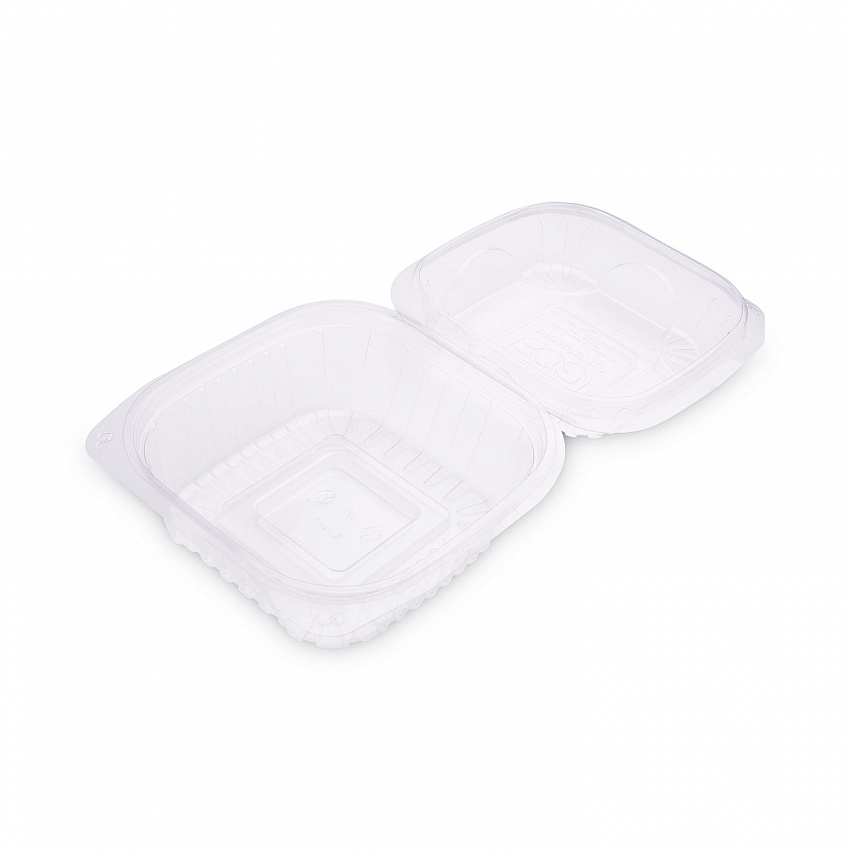 Renewable and Compostable Clear Clamshell Hinged Food Containers, 6 x 6 x 3, Plastic, 80/Pack, 3 Packs/Carton (EPLC6)