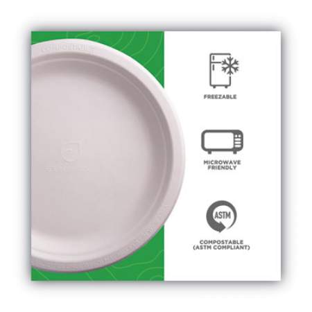 Eco-Products Renewable and Compostable Sugarcane Plates Convenience Pack, 9" dia, Natural White, 50/Pack, 10 Packs/Carton (EPP013PKCT)