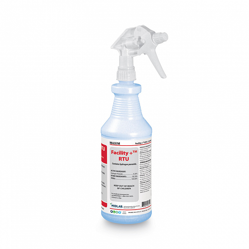 Facility+ RTU Disinfectant, Safe-to-Ship, Unscented, 32 oz Bottle, 6/Carton (04640086)