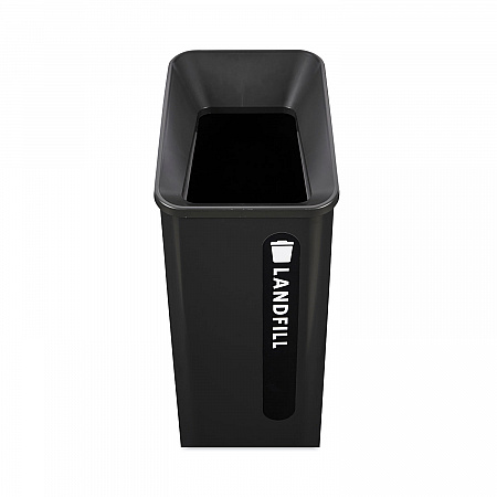 Sustain Decorative Refuse with Recycling Lid, 15 gal, Metal/Plastic, Black (2078967)